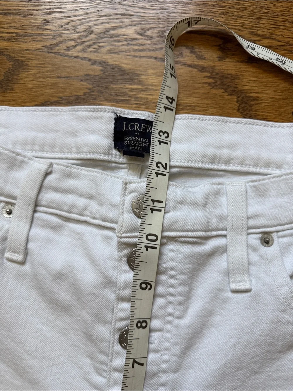 EUC J. Crew Essential Straight High-Rise Button-Fly Cropped Jeans, White